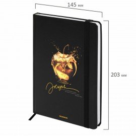 Ежедневник недатированный с резинкой А5 145х203мм, BRAUBERG, твердый, фольга, 128л, Apple, 116294