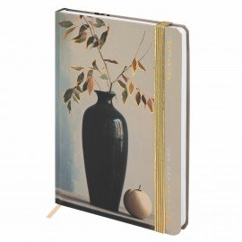 Ежедневник недатированный с резинкой А5 145х203мм, BRAUBERG, твердый, фольга, 128л, Vase, 116295