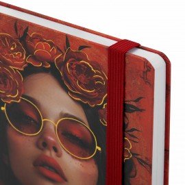 Ежедневник недатированный с резинкой А5 145х203мм, BRAUBERG, твердый, фольга, 128л, Red vibe, 116298