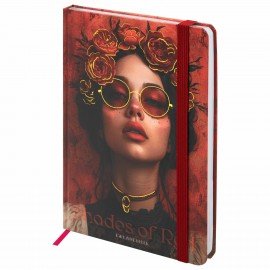 Ежедневник недатированный с резинкой А5 145х203мм, BRAUBERG, твердый, фольга, 128л, Red vibe, 116298