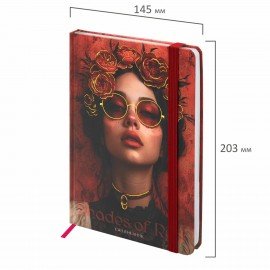 Ежедневник недатированный с резинкой А5 145х203мм, BRAUBERG, твердый, фольга, 128л, Red vibe, 116298