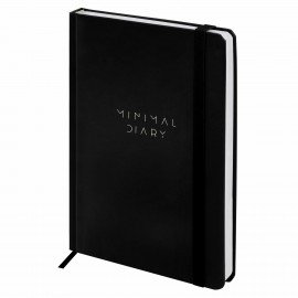 Ежедневник недатированный с резинкой А5 145х203мм, BRAUBERG, твердый, черный, 160л, Minimal, 116299