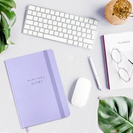 Ежедневник недатированный с резинкой А5 145х203мм BRAUBERG, твердый, сиреневый, 160л, Minimal, 116300