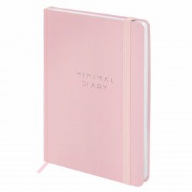 Ежедневник недатированный с резинкой А5 145х203мм, BRAUBERG, твердый, розовый, 160л, Minimal, 116301