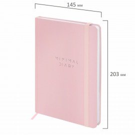 Ежедневник недатированный с резинкой А5 145х203мм, BRAUBERG, твердый, розовый, 160л, Minimal, 116301