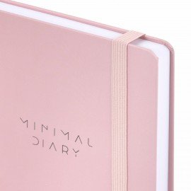 Ежедневник недатированный с резинкой А5 145х203мм, BRAUBERG, твердый, розовый, 160л, Minimal, 116301