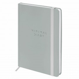 Ежедневник недатированный с резинкой А5 145х203мм, BRAUBERG, твердый, серый, 160л, Minimal, 116302