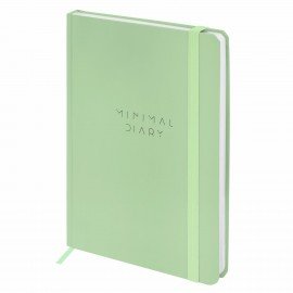 Ежедневник недатированный с резинкой А5 145х203мм, BRAUBERG, твердый, зеленый, 160л, Minimal, 116303