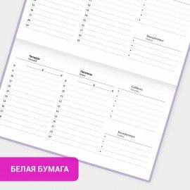 Еженедельник недатированный с резинкой 171х93мм BRAUBERG, твердый, сиреневый, 64л, Minimal, 116308