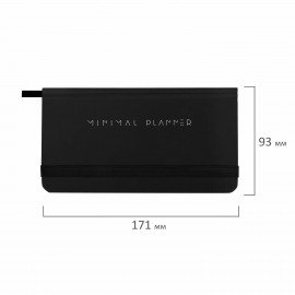 Еженедельник недатированный с резинкой 171х93мм, BRAUBERG, твердый, черный, 64л, Minimal, 116309