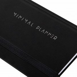Еженедельник недатированный с резинкой 171х93мм, BRAUBERG, твердый, черный, 64л, Minimal, 116309