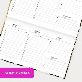 Еженедельник недатированный с резинкой 171х93мм, BRAUBERG, твердый, 64л, Leopard print, 116312