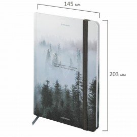 Блокнот с резинкой в клетку 96л, А5 145х203, твердая обложка, BRAUBERG, Дизайн 1, 116315