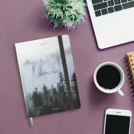 Блокнот с резинкой в клетку 96л, А5 145х203, твердая обложка, BRAUBERG, Дизайн 1, 116315