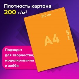 Картон цветной А4 ТОНИРОВАННЫЙ В МАССЕ, 40л. 20цв., склейка, 180г/м2, BRAUBERG, 116341