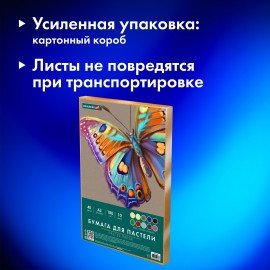 Бумага для пастели БОЛЬШАЯ А3 в коробке, 40 листов 10 цветов, 180 гр/м2, BRAUBERG ART, 116350