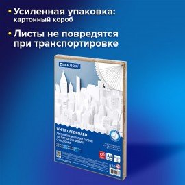 Картон белый А4 МЕЛОВАННЫЙ (белый оборот) 100 листов, в коробке, BRAUBERG, 210х297 мм, 116415