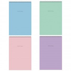 Блокнот БОЛЬШОЙ ФОРМАТ А4 198х297 мм, 80 л., гребень, подложка, клетка, BRAUBERG "Minimal Pastel", 116425