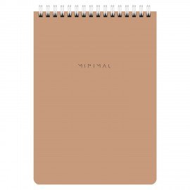 Блокнот А5 146х206мм, 60л, гребень, картон, жест подложка, клетка, BRAUBERG Minimal Classiс, 116426