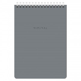 Блокнот А5 146х206мм, 60л, гребень, картон, жест подложка, клетка, BRAUBERG Minimal Classiс, 116426