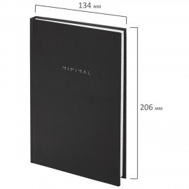 Блокнот А5 134х206 мм, 80 л., твёрдый, клетка, BRAUBERG "Minimal", черный, 116436
