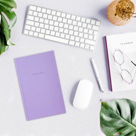 Блокнот А5 134х206 мм, 80 л., твёрдый, клетка, BRAUBERG "Minimal", сиреневый, 116440