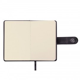 Скетчбук, слоновая кость 140 г/м2 90х140 мм, 80 л., КОЖЗАМ, застежка, BRAUBERG ART CLASSIC, черный,116458