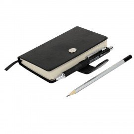 Скетчбук, слоновая кость 140 г/м2 90х140 мм, 80 л., КОЖЗАМ, застежка, BRAUBERG ART CLASSIC, черный,116458