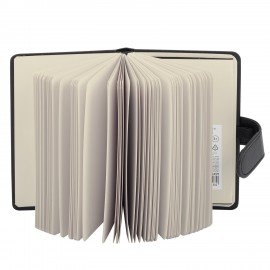 Скетчбук, слоновая кость 140 г/м2 90х140 мм, 80 л., КОЖЗАМ, застежка, BRAUBERG ART CLASSIC, черный,116458