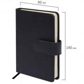 Скетчбук, слоновая кость 140 г/м2 90х140 мм, 80 л., КОЖЗАМ, застежка, BRAUBERG ART CLASSIC, черный,116458