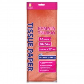 Цветная бумага ТИШЬЮ 17г/м2, 50х66см, 10 листов пастель розовый, ЗОЛОТАЯ СКАЗКА, 116477