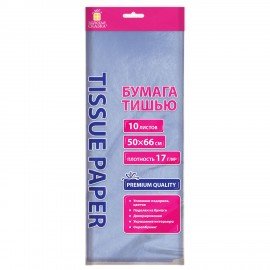 Цветная бумага ТИШЬЮ 17г/м2, 50х66см, 10 листов пастель голубой, ЗОЛОТАЯ СКАЗКА, Код, 116478