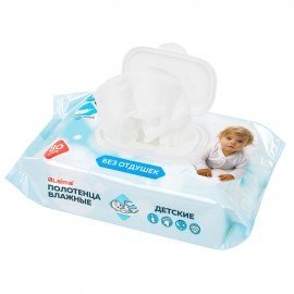 Полотенца влажные детские гипоаллергенные 80шт, БОЛЬШИЕ XXL 170х250мм, без отдушки,LAIMA Kids, 116525
