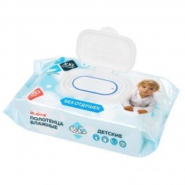 Полотенца влажные детские гипоаллергенные 80шт, БОЛЬШИЕ XXL 170х250мм, без отдушки,LAIMA Kids, 116525