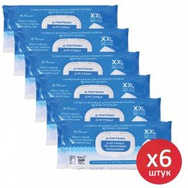 Салфетки влажные для интимной гигиены КОМПЛЕКТ(6пач.х80шт),220х250мм,Д-пантенол,LAIMA MEDICAL,116528