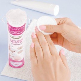 Ватные диски двусторонние 180 шт., с эффектом прошитого края, ЗОЛОТОЙ ИДЕАЛ, 100% хло, 116531