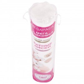 Ватные диски двусторонние 180 шт., с эффектом прошитого края, ЗОЛОТОЙ ИДЕАЛ, 100% хло, 116531