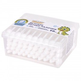 Ватные палочки детские 50 шт., с ограничителем, ЗОЛОТОЙ ИДЕАЛ, 100% хлопок, 116532