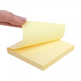 Блок самоклеящийся (стикеры) STAFF STANDARD, ПАСТЕЛЬНЫЙ 76х76 мм, желтый, 100 листов, 116573