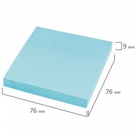 Блок самоклеящийся (стикеры) STAFF STANDARD, ПАСТЕЛЬНЫЙ 76х76 мм, голубой, 100 листов, 116574