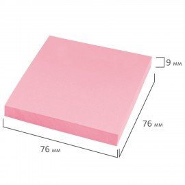 Блок самоклеящийся (стикеры) STAFF STANDARD, ПАСТЕЛЬНЫЙ 76х76 мм, розовый, 100 листов, 116576