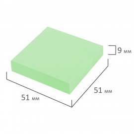 Блок самоклеящийся (стикеры) STAFF STANDARD, ПАСТЕЛЬНЫЙ 51х51 мм, зеленый, 100 листов, 116579