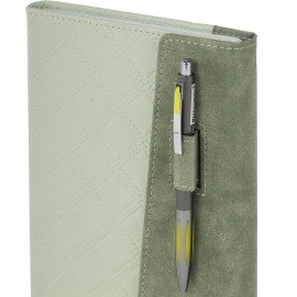 Ежедневник недатированный А5 145х215мм BRAUBERG Stitch, под кожу, магнит, 160л, оливковый, 116588