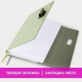 Ежедневник недатированный А5 145х215мм BRAUBERG Stitch, под кожу, магнит, 160л, оливковый, 116588
