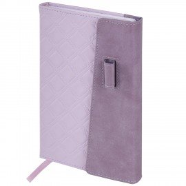 Ежедневник недатированный А5 145х215мм BRAUBERG Stitch, под кожу, магнит, 160л, сиреневый, 116589