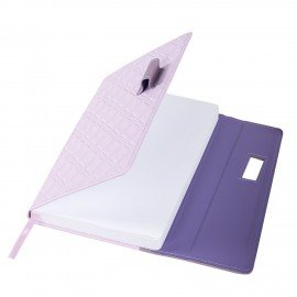 Ежедневник недатированный А5 145х215мм BRAUBERG Stitch, под кожу, магнит, 160л, сиреневый, 116589