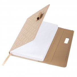 Ежедневник недатированный А5 145х215мм BRAUBERG Stitch, под кожу, магнит, 160л, бежевый, 116590