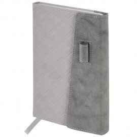 Ежедневник недатированный А5 145х215мм BRAUBERG Stitch, под кожу, магнит, 160л, серый, 116591