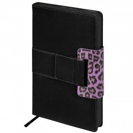 Ежедневник недатированный А5 138х213мм BRAUBERG Safari, под кожу, магнит 160л, Leopard, фиолетовый, 116593