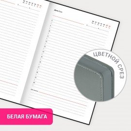 Ежедневник недатированный А5 138х213мм BRAUBERG Safari, под кожу, магнит 160л, Snake, серый, 116594